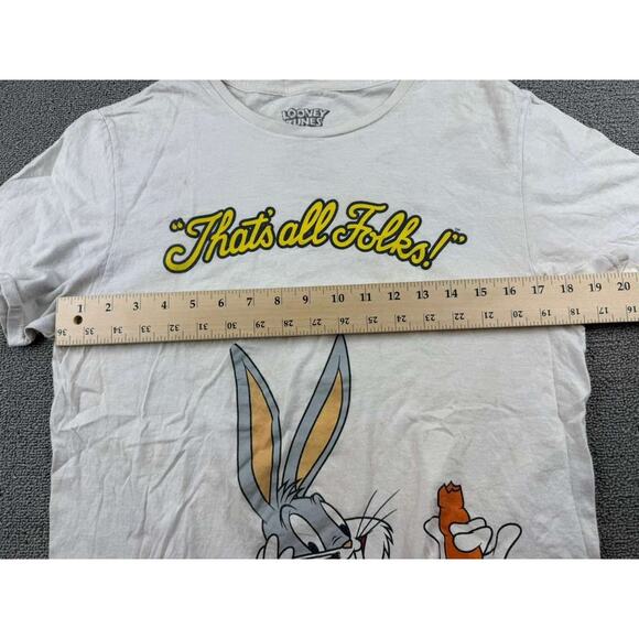 Looney Tunes T Shirt Men Medium White Bugs Bunny Graphic "That's all Folks!" - Picture 5 of 10